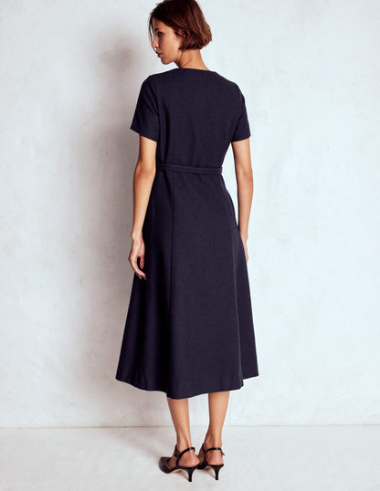 Charlotte Cotton Midi Dress-Navy-3