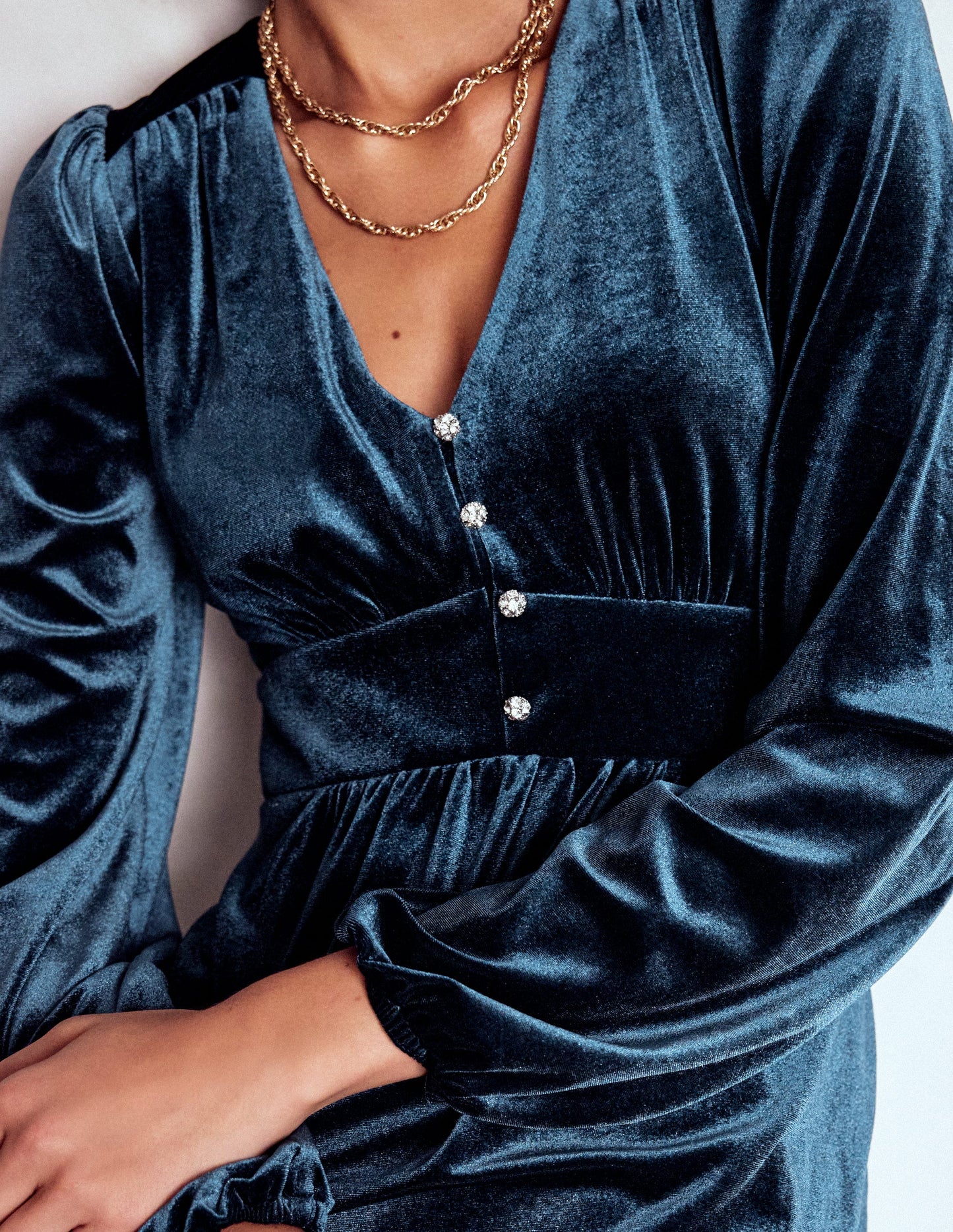 Jocelyn Short Velvet Dress-Midnight Ocean