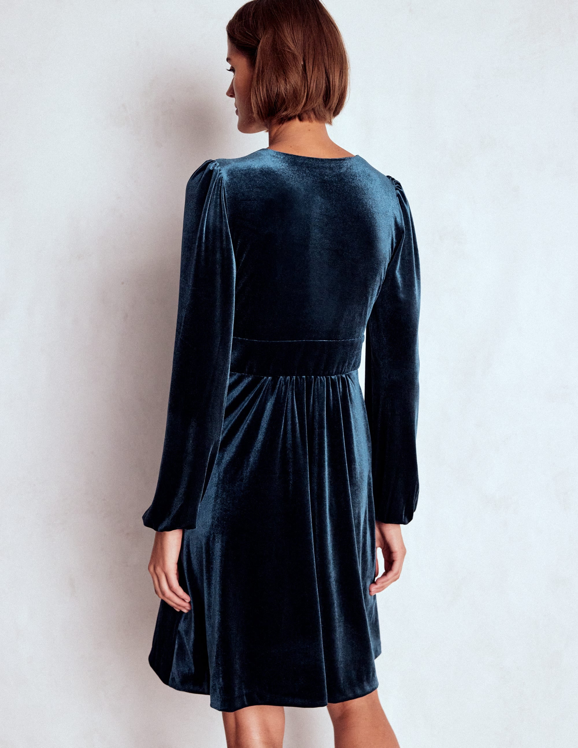 Jocelyn Short Velvet Dress-Midnight Ocean | Boden USA