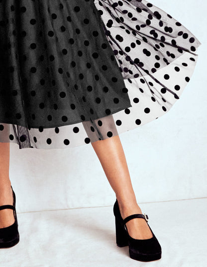 Velvet Bodice Jersey Dress-Black-2