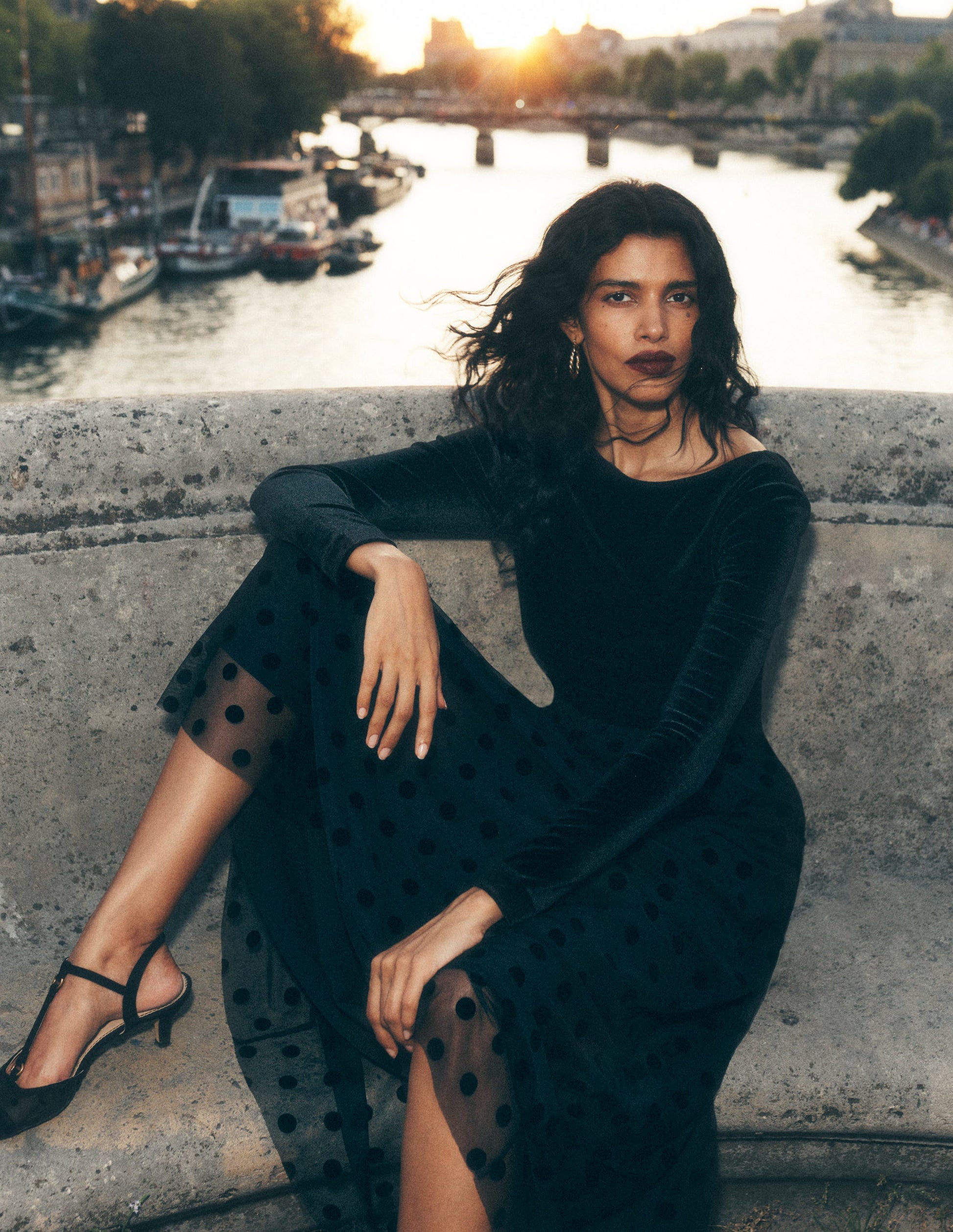 Velvet Bodice Jersey Dress-Black | Boden USA Velvet Bodice Jersey Dress-Black | Boden USA