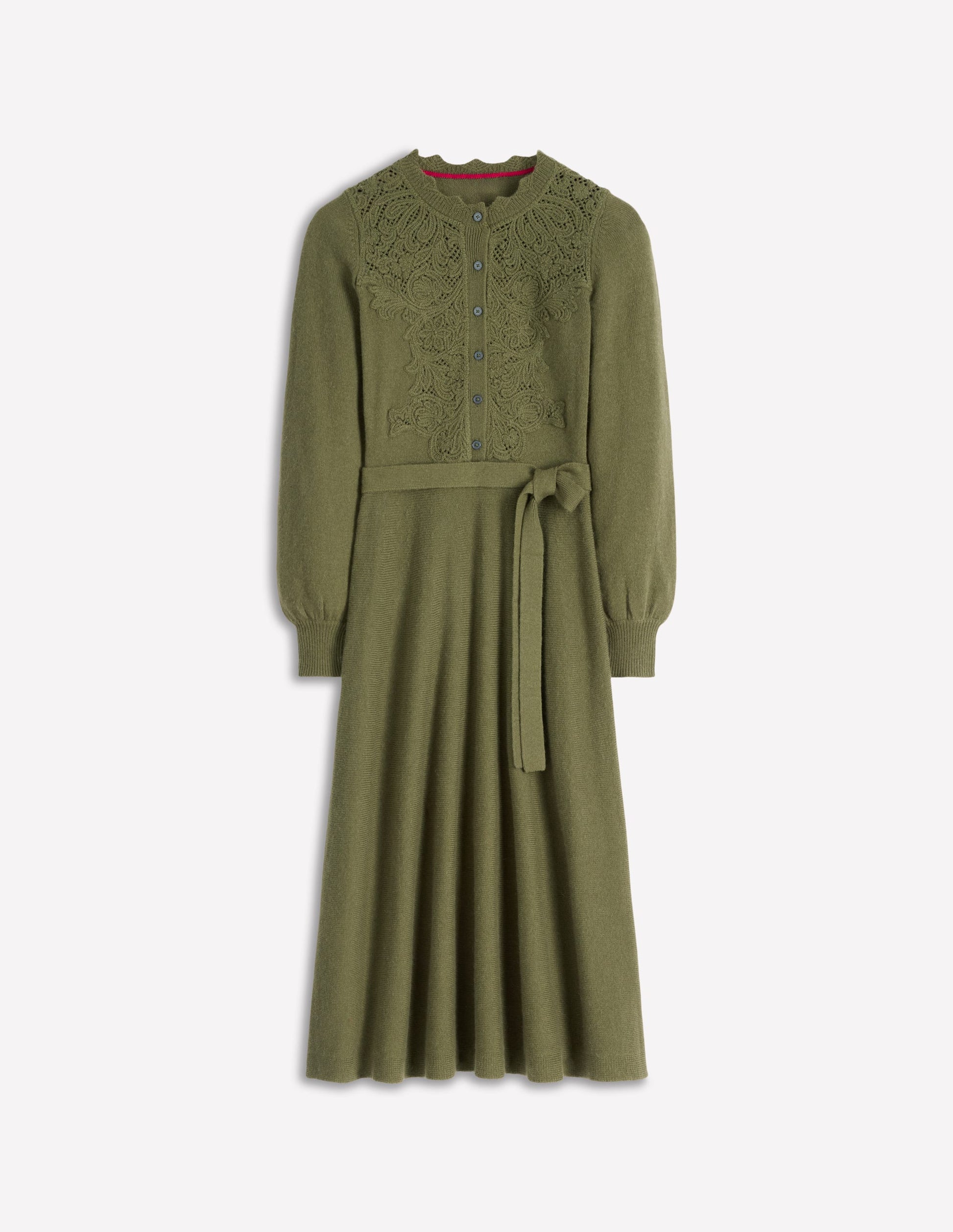Lace Insert Knitted Midi Dress-Forest Glade | Boden USA Lace Insert Knitted Midi Dress-Forest Glade | Boden USA