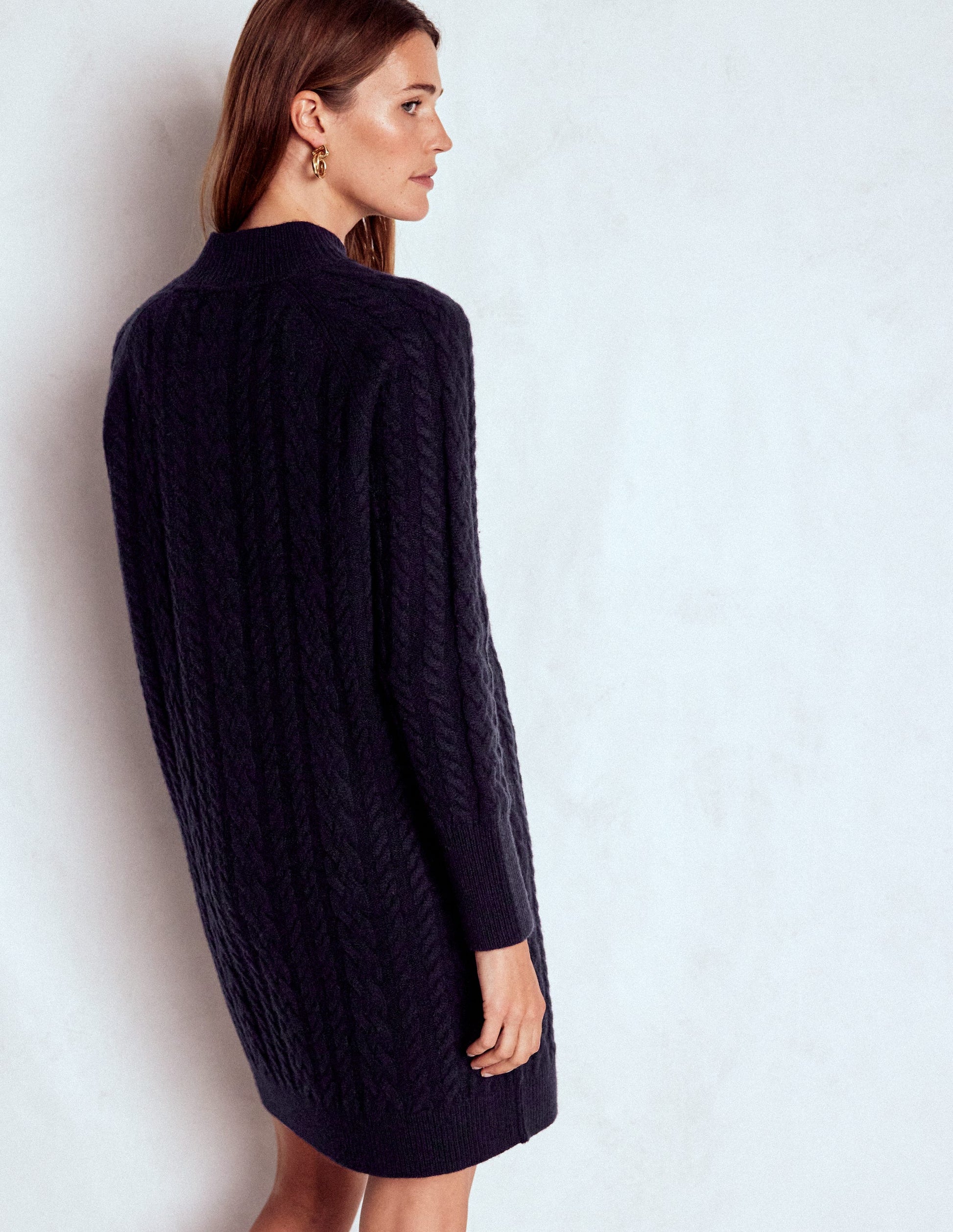 Amara Short Cable Dress-Navy-3