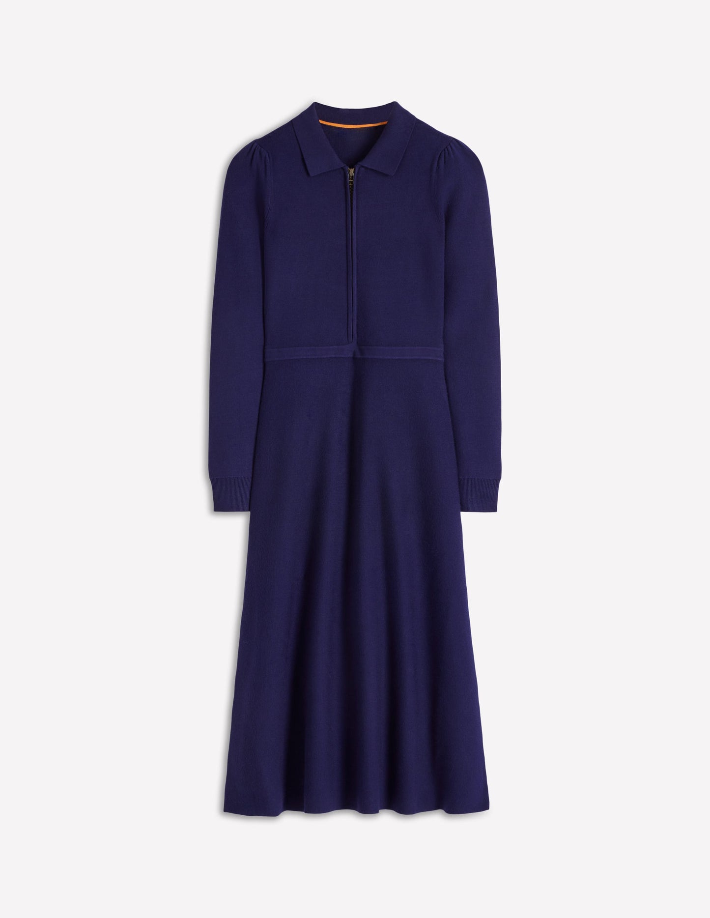 Fiona Zip Front Knitted Dress-Navy