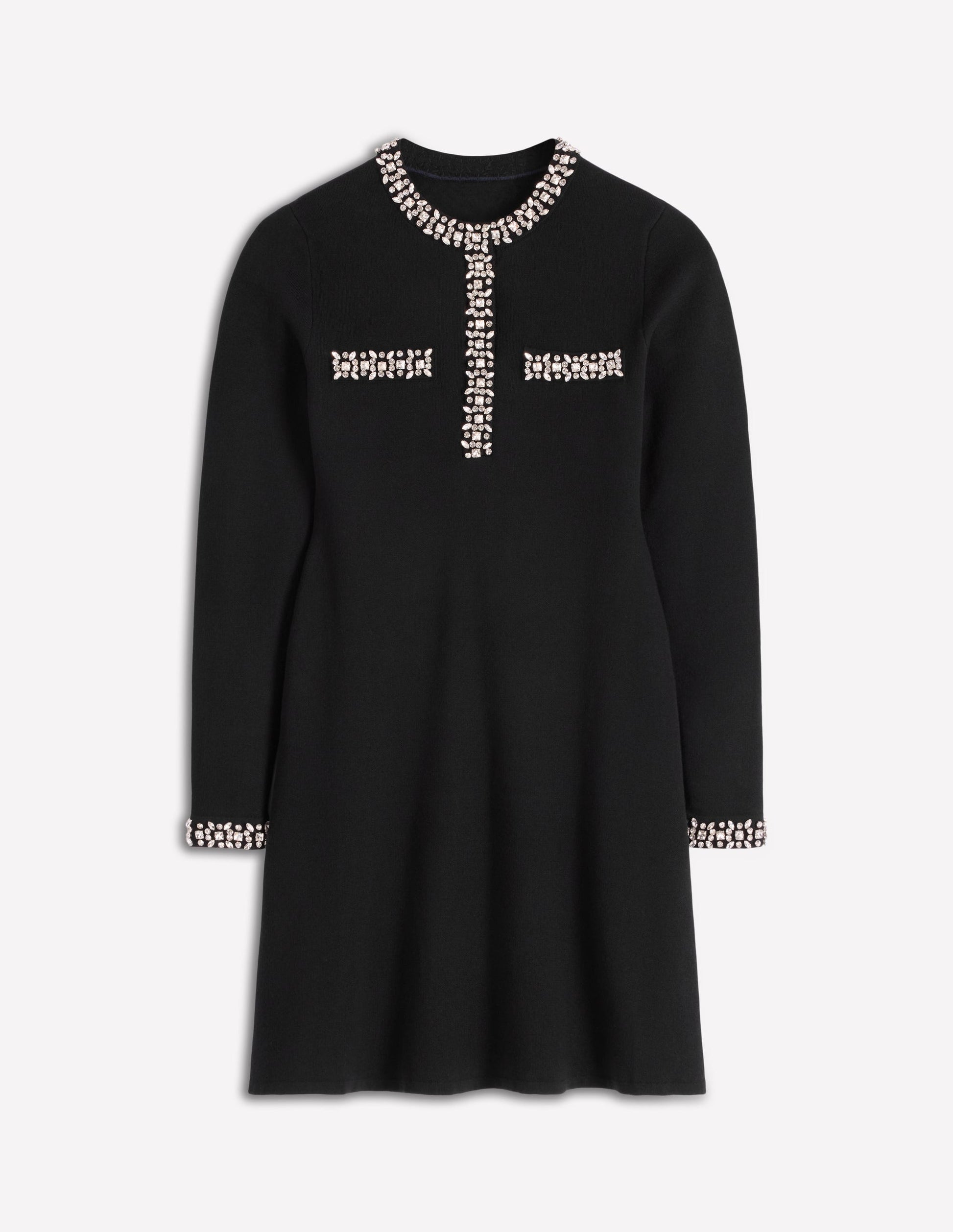 Embellished Knitted Dress-Black | Boden USA Embellished Knitted Dress-Black | Boden USA