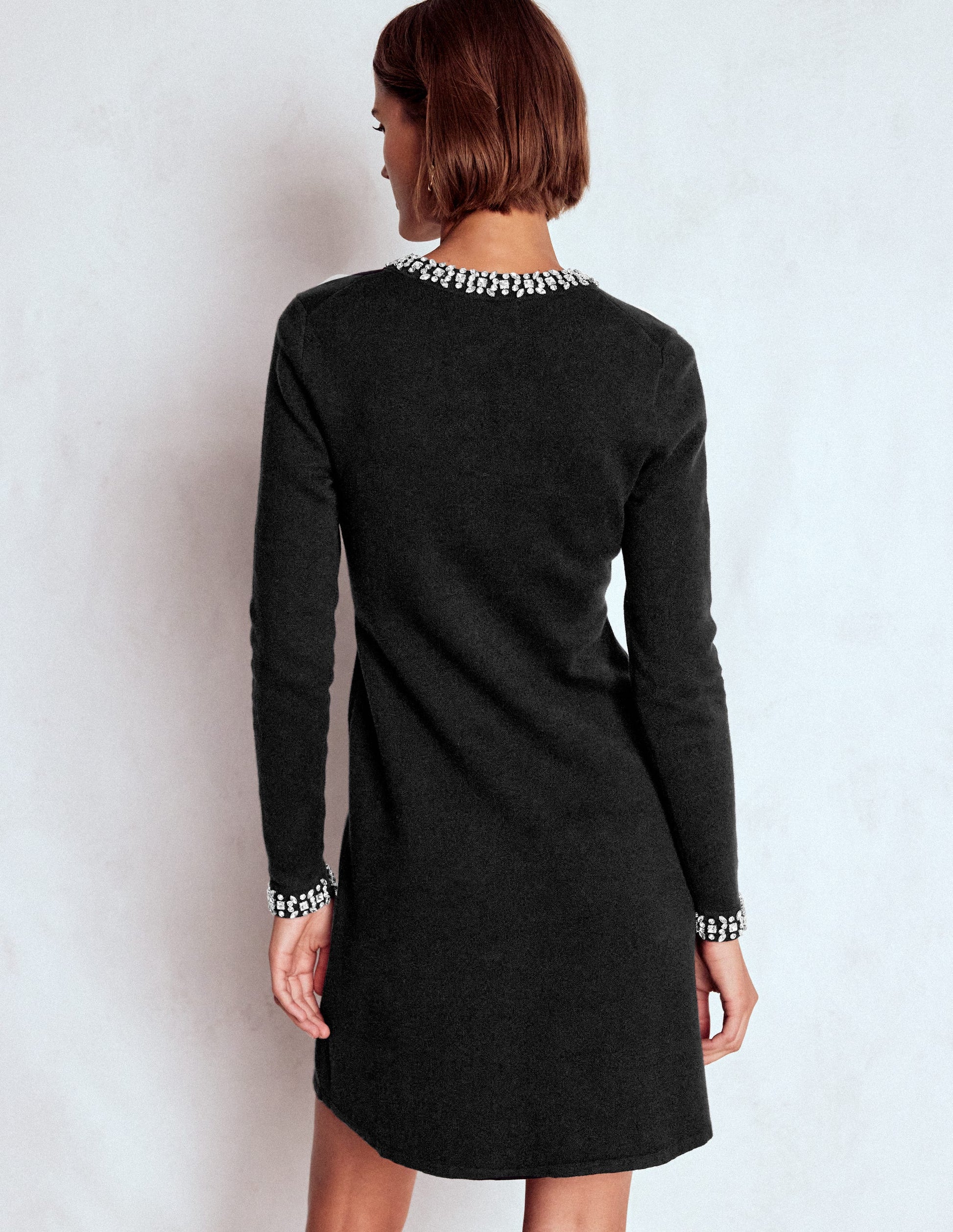 Embellished Knitted Dress-Black-3