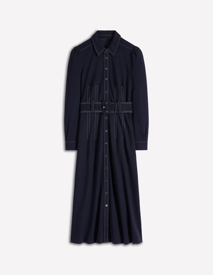 Anita Long Sleeve Shirt Dress-Navy-7