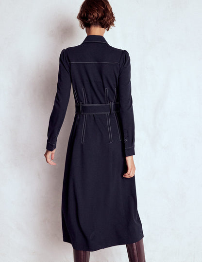 Anita Long Sleeve Shirt Dress-Navy-3