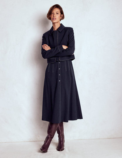 Anita Long Sleeve Shirt Dress-Navy-5