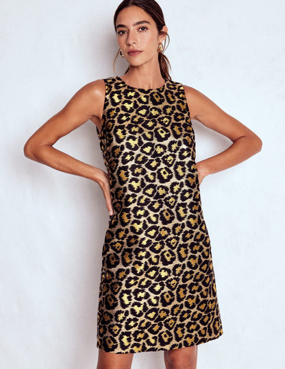 Metallic Leopard Shift Dress-Metallic Leopard-1
