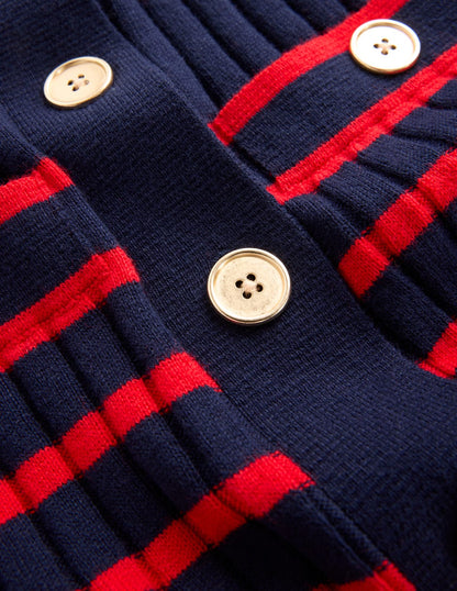 Brönte Knitted Rib Shirt Dress-Navy and Red Stripe-8