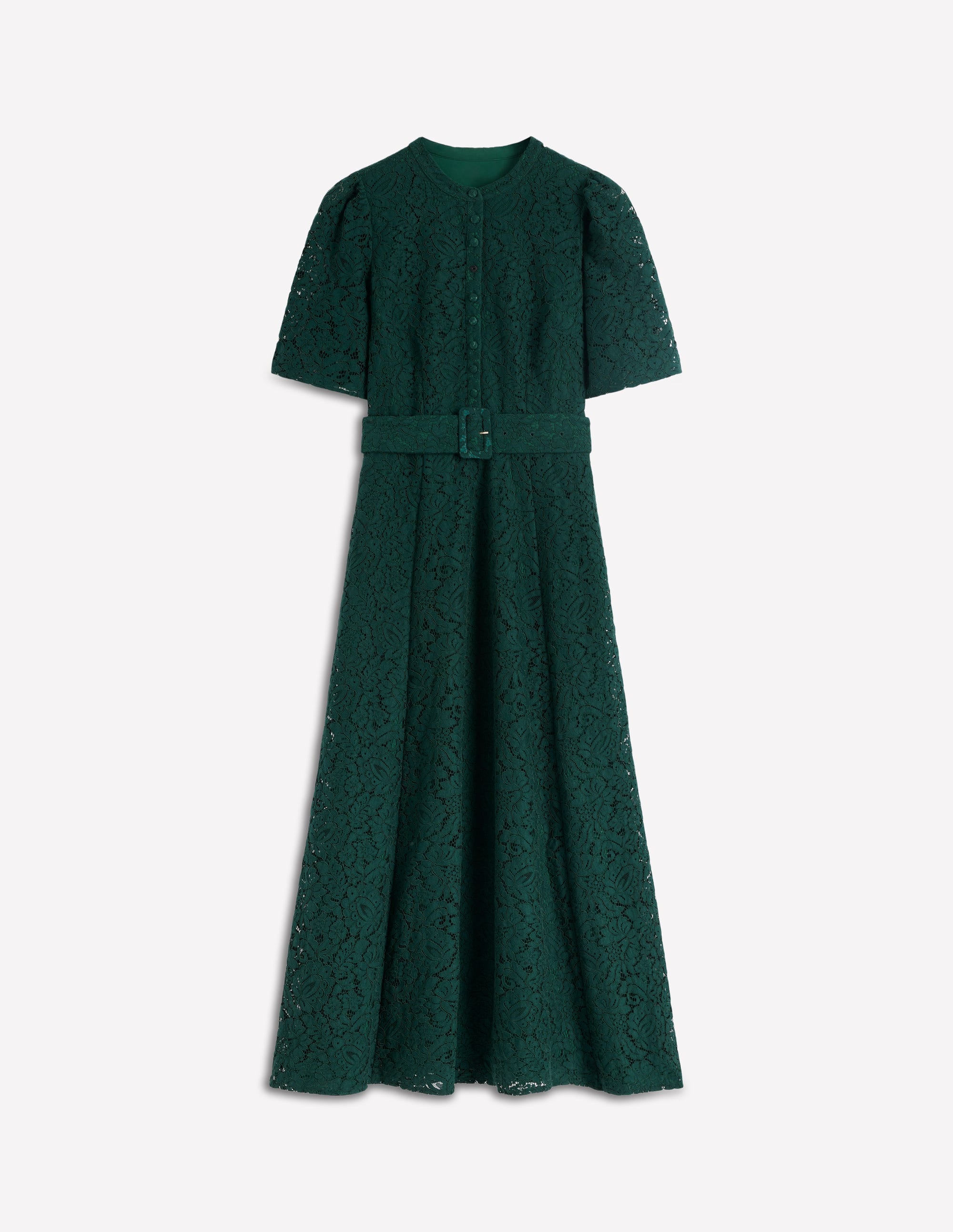 Kate Puff Sleeve Lace Dress-Dark Green | Boden USA