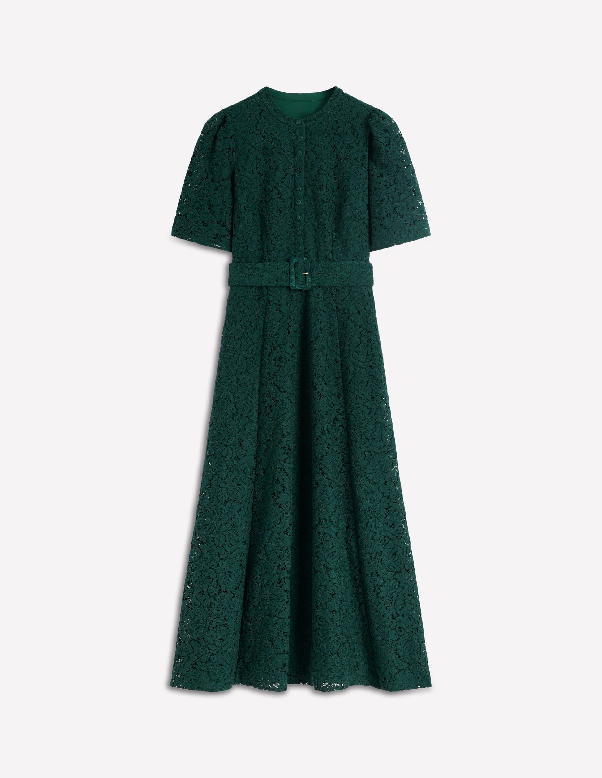 Kate Puff Sleeve Lace Dress-Dark Green-6