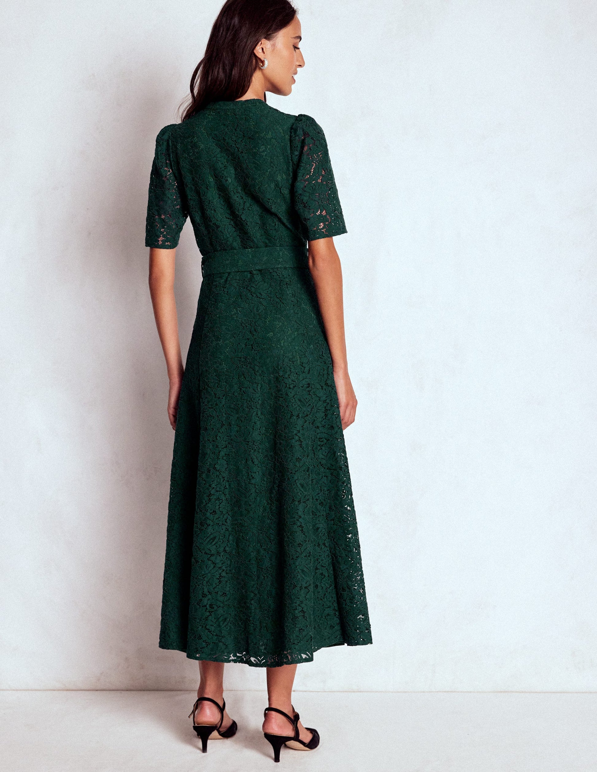 Kate Puff Sleeve Lace Dress-Dark Green | Boden USA Kate Puff Sleeve Lace Dress-Dark Green | Boden USA