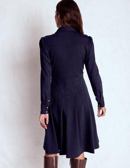Catrin Short Ponte Shirt Dress-Navy-3