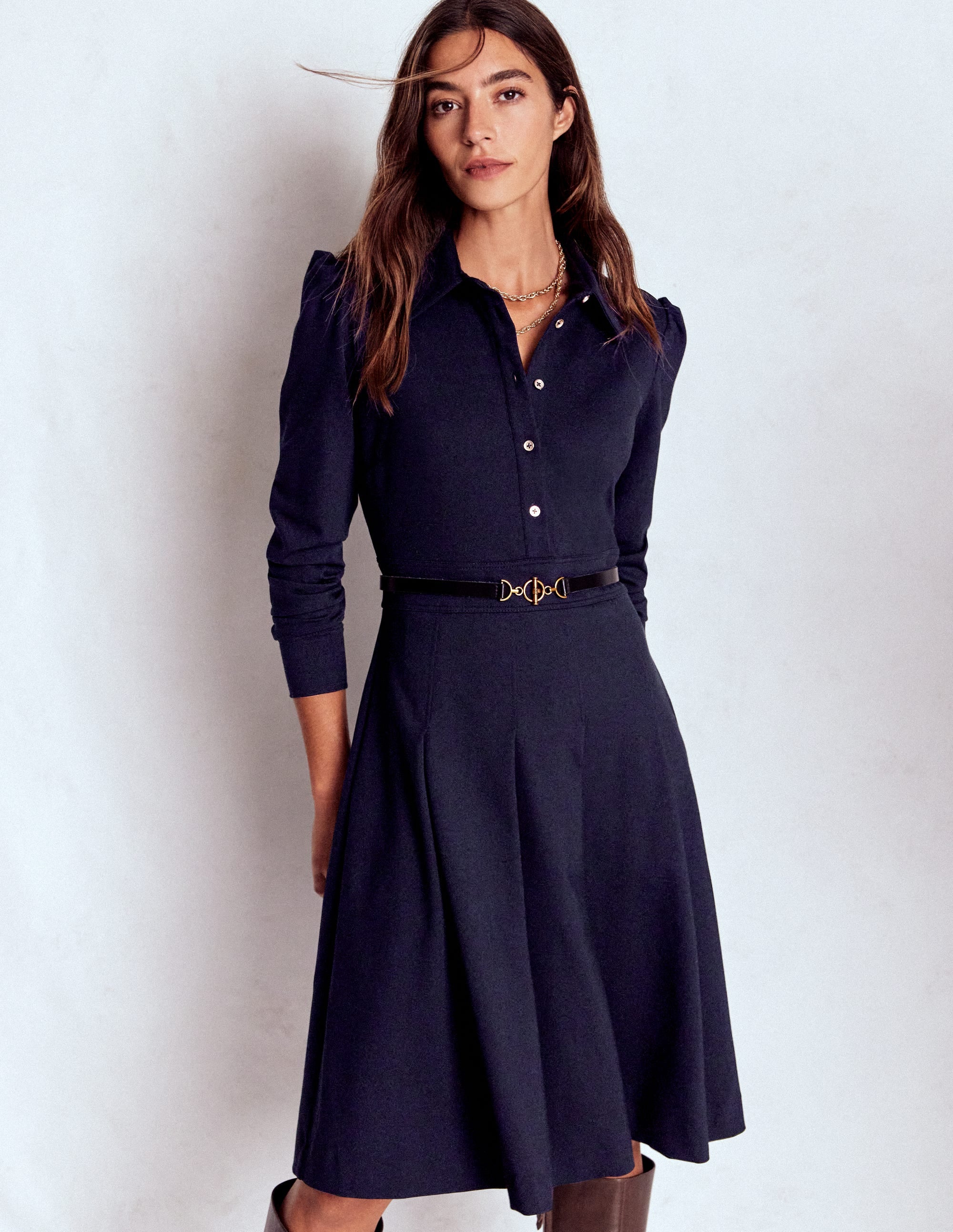 【即発送】CATHRI / ECOPET（R） Dress NAVY / S V-Neck Crepe Dress – Elie Tahari