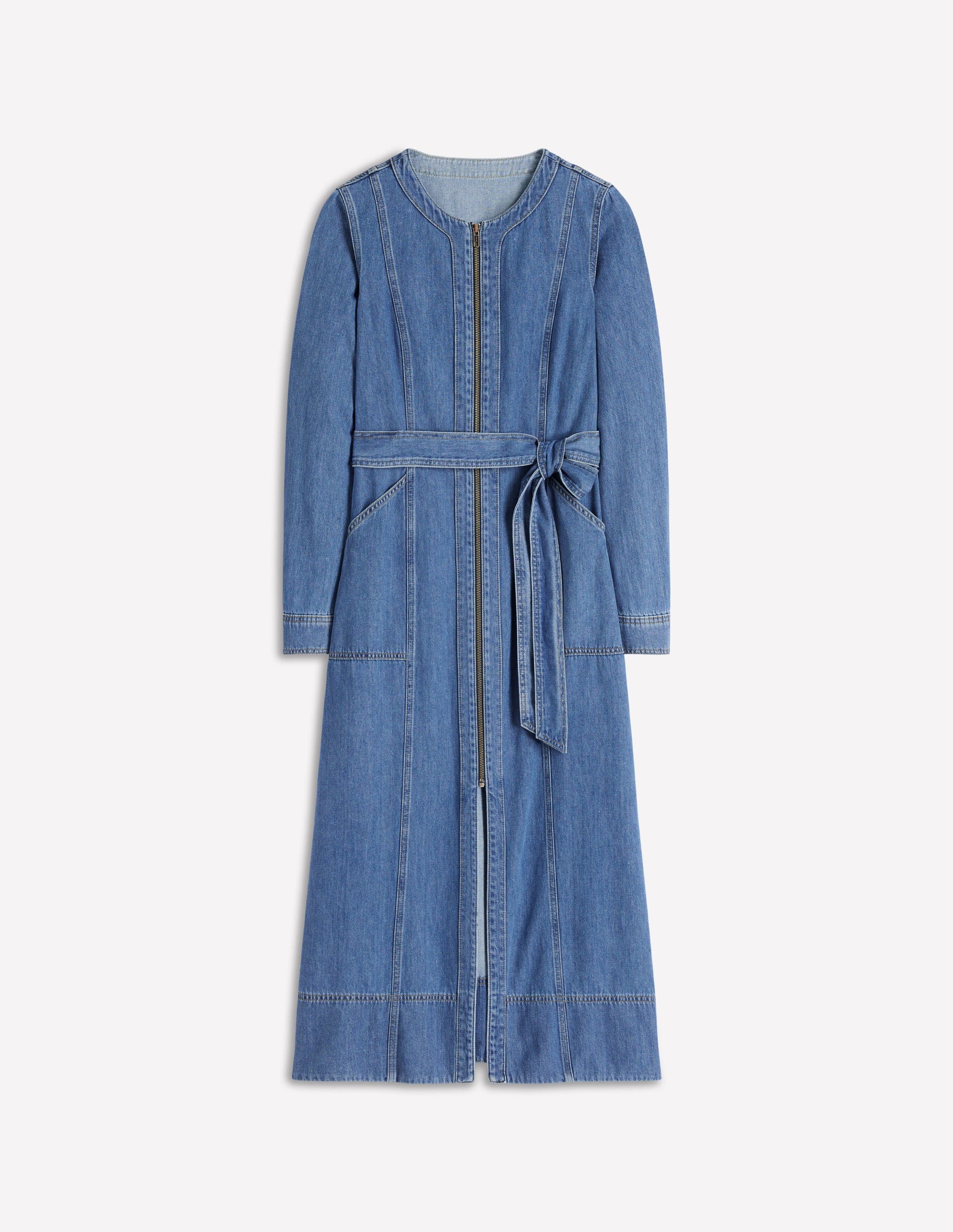 Boden Blue Zip Denim Straight Dress US 10 Petite Womens Boden Blue Zip Denim Straight Dress US 10 Petite Womens