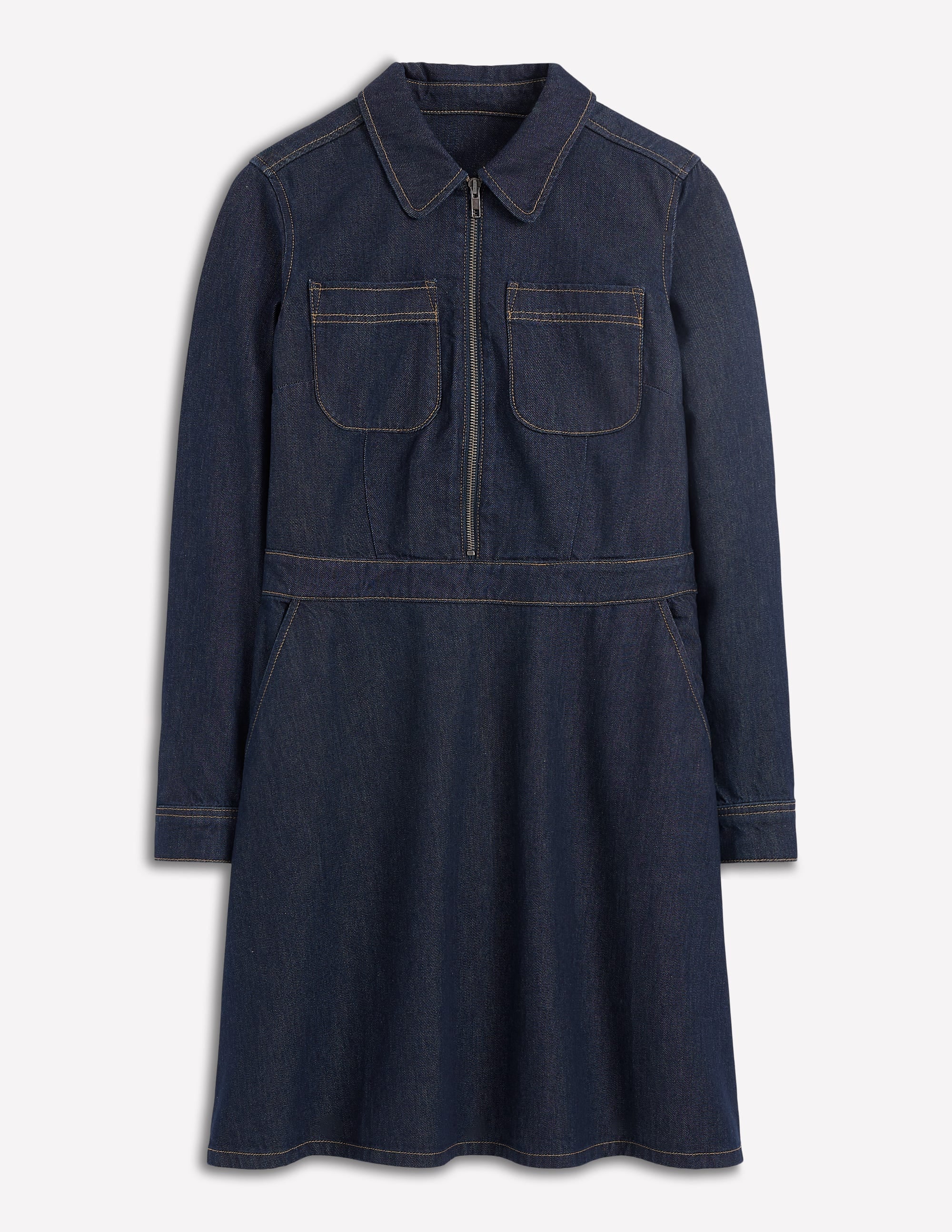 Flippy Denim Short Dress-Indigo Denim - Image 6