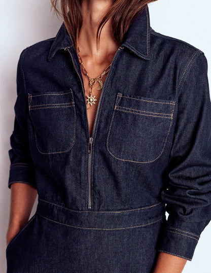 Flippy Denim Short Dress-Indigo Denim-2