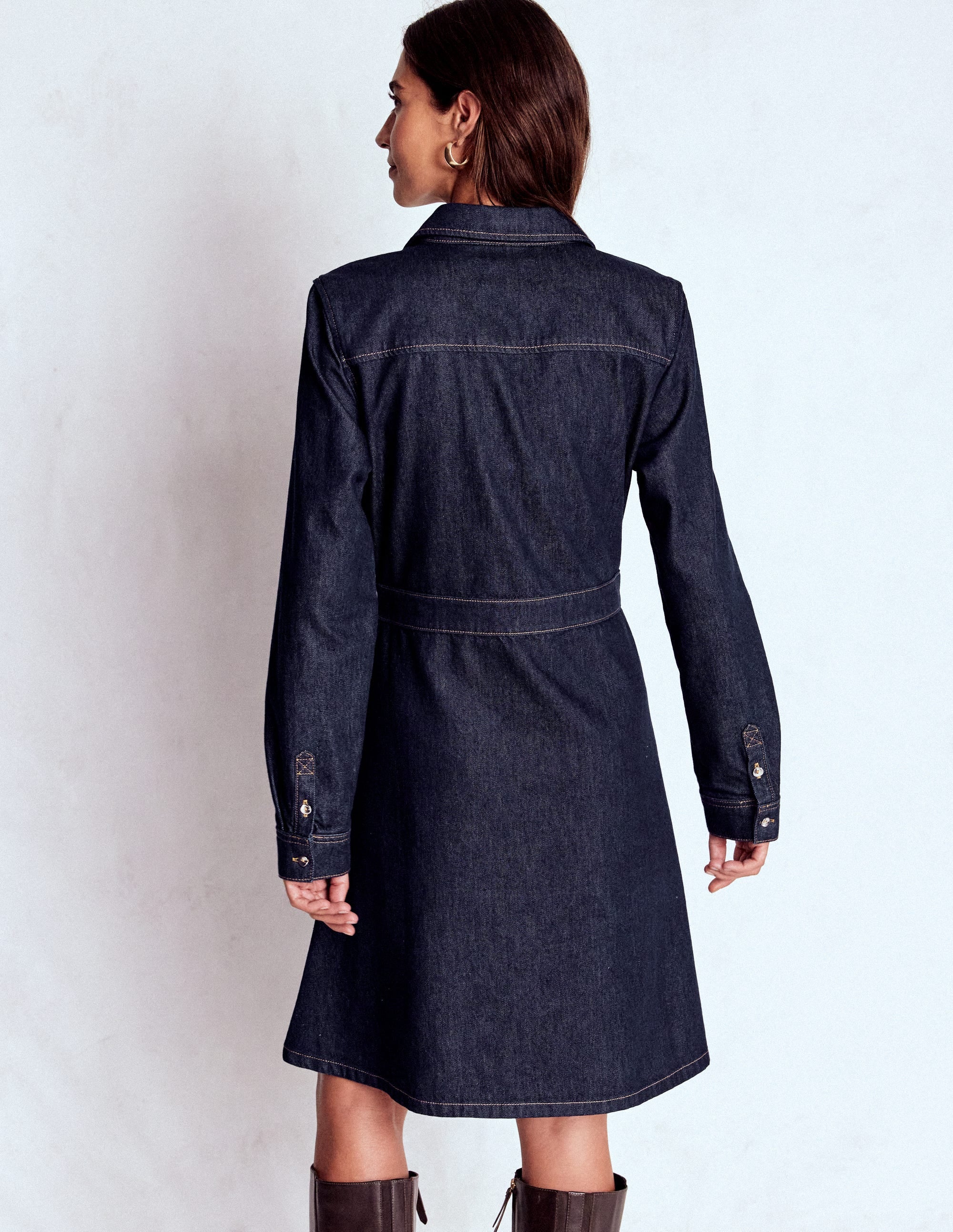 Flippy Denim Short Dress-Indigo Denim - Image 3