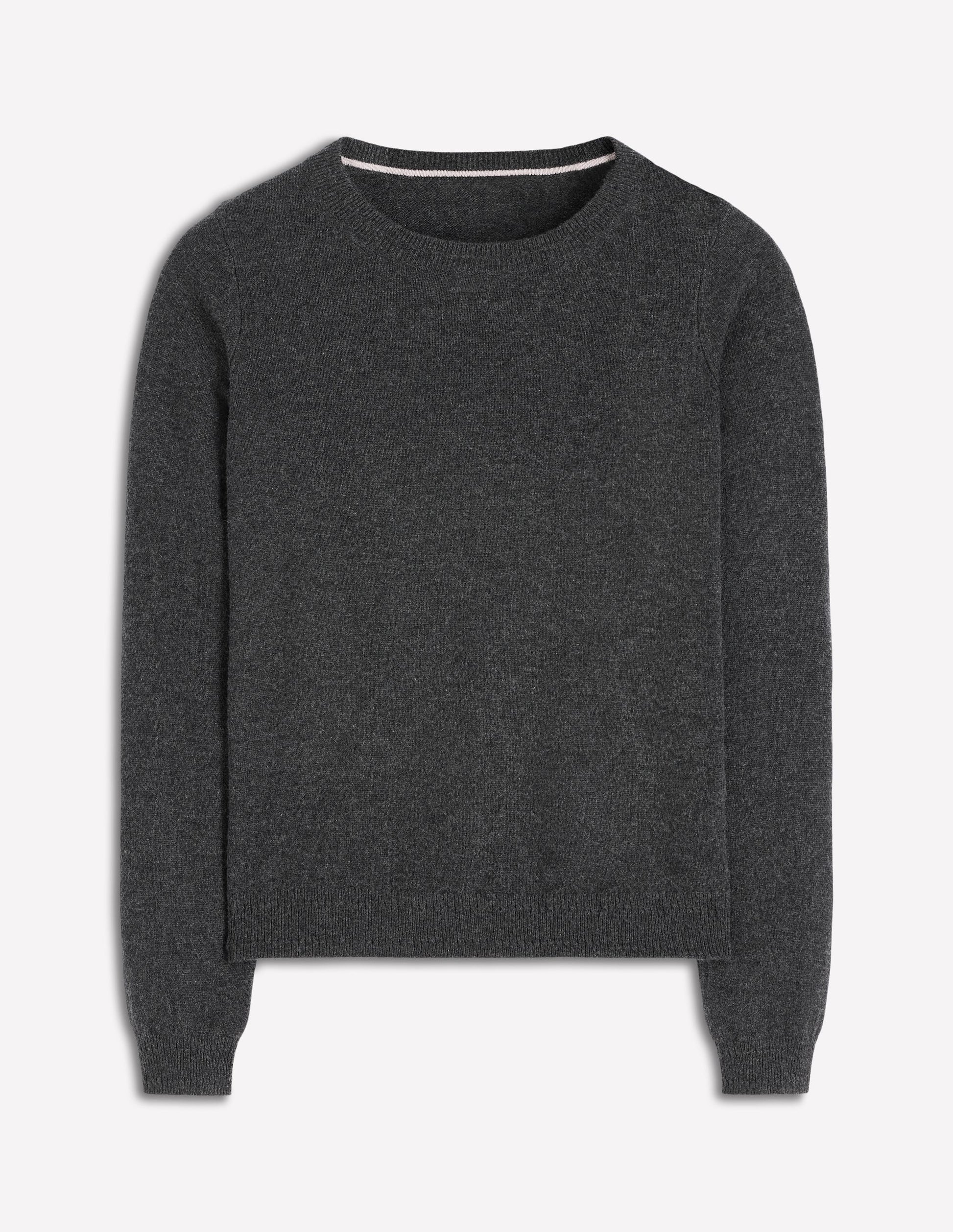 Eva Cashmere Crew Neck Sweater-Charcoal Melange-5