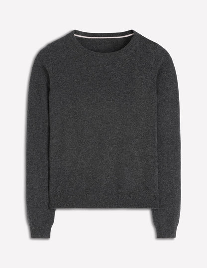 Eva Cashmere Crew Neck Sweater-Charcoal Melange-5