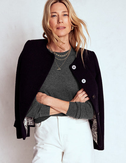 Eva Cashmere Crew Neck Sweater-Charcoal Melange-1