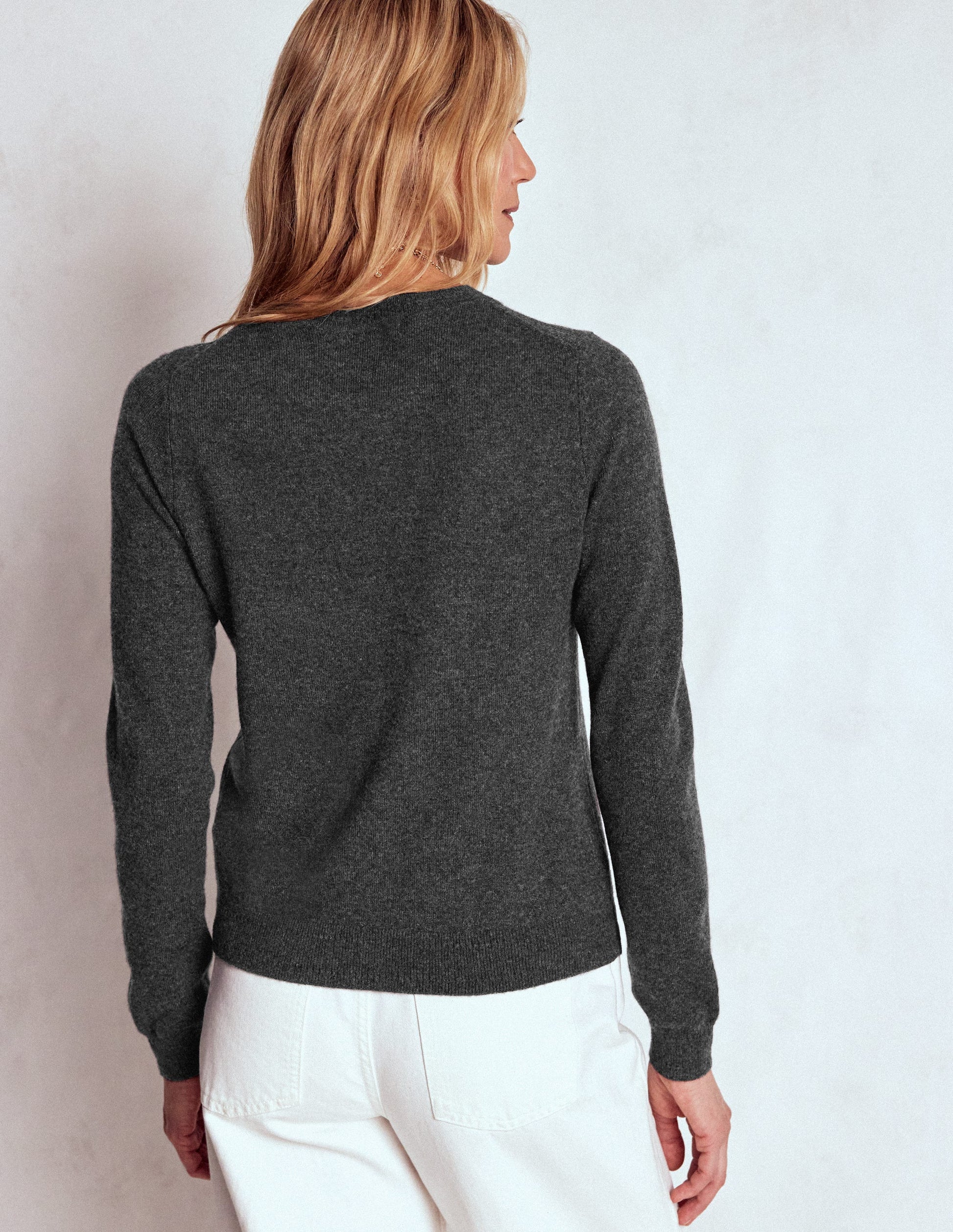 Eva Cashmere Crew Neck Sweater-Charcoal Melange-3