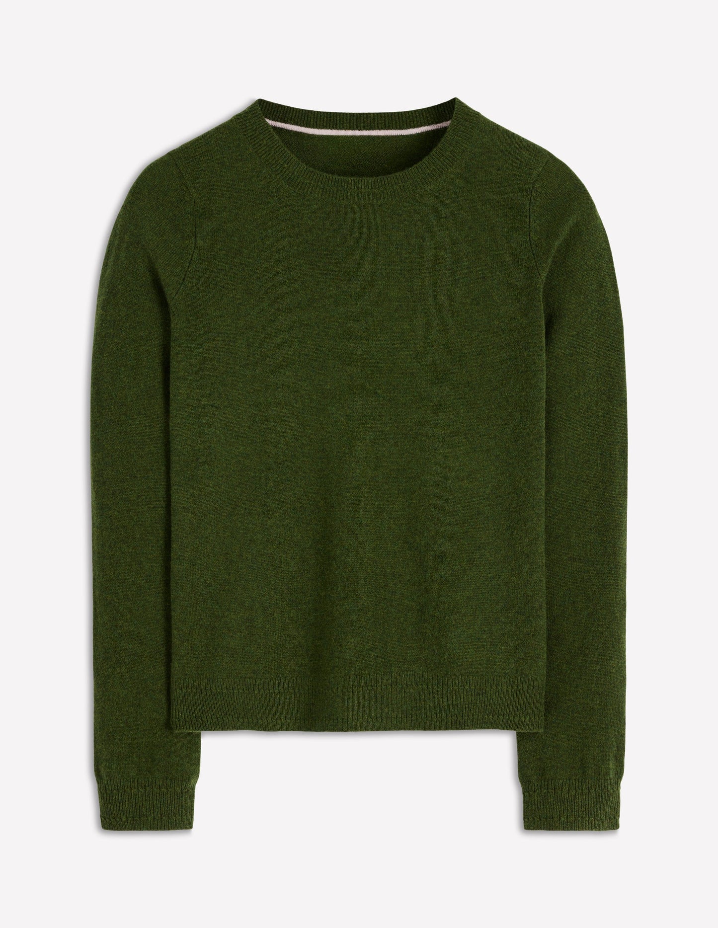 Eva Cashmere Crew Neck Sweater-Leaf Green Melange
