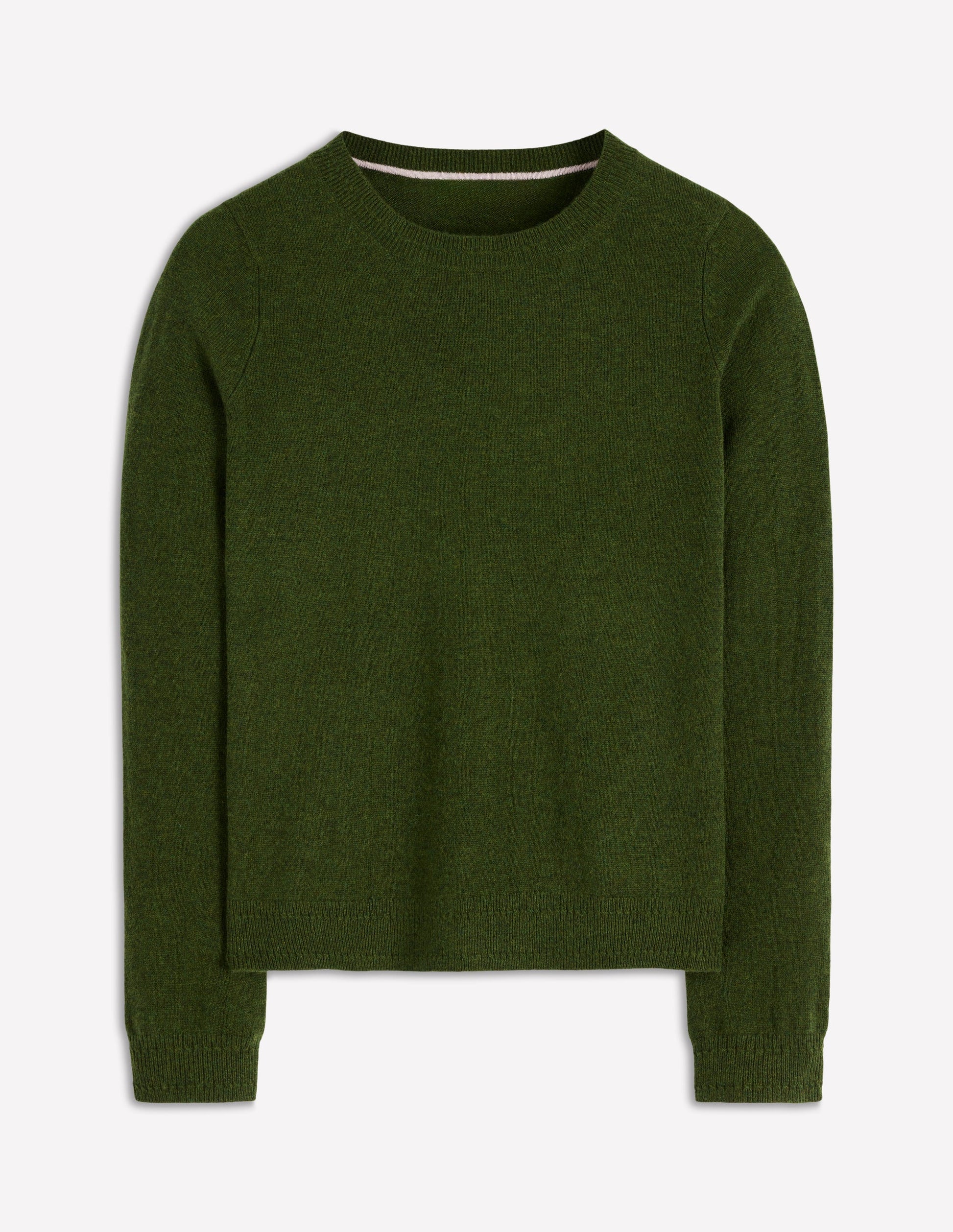 Eva Cashmere Crew Neck Sweater-Leaf Green Melange-6