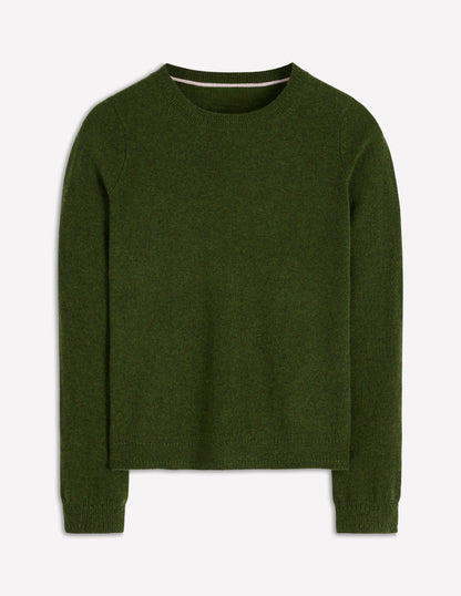 Eva Cashmere Crew Neck Sweater-Leaf Green Melange-6