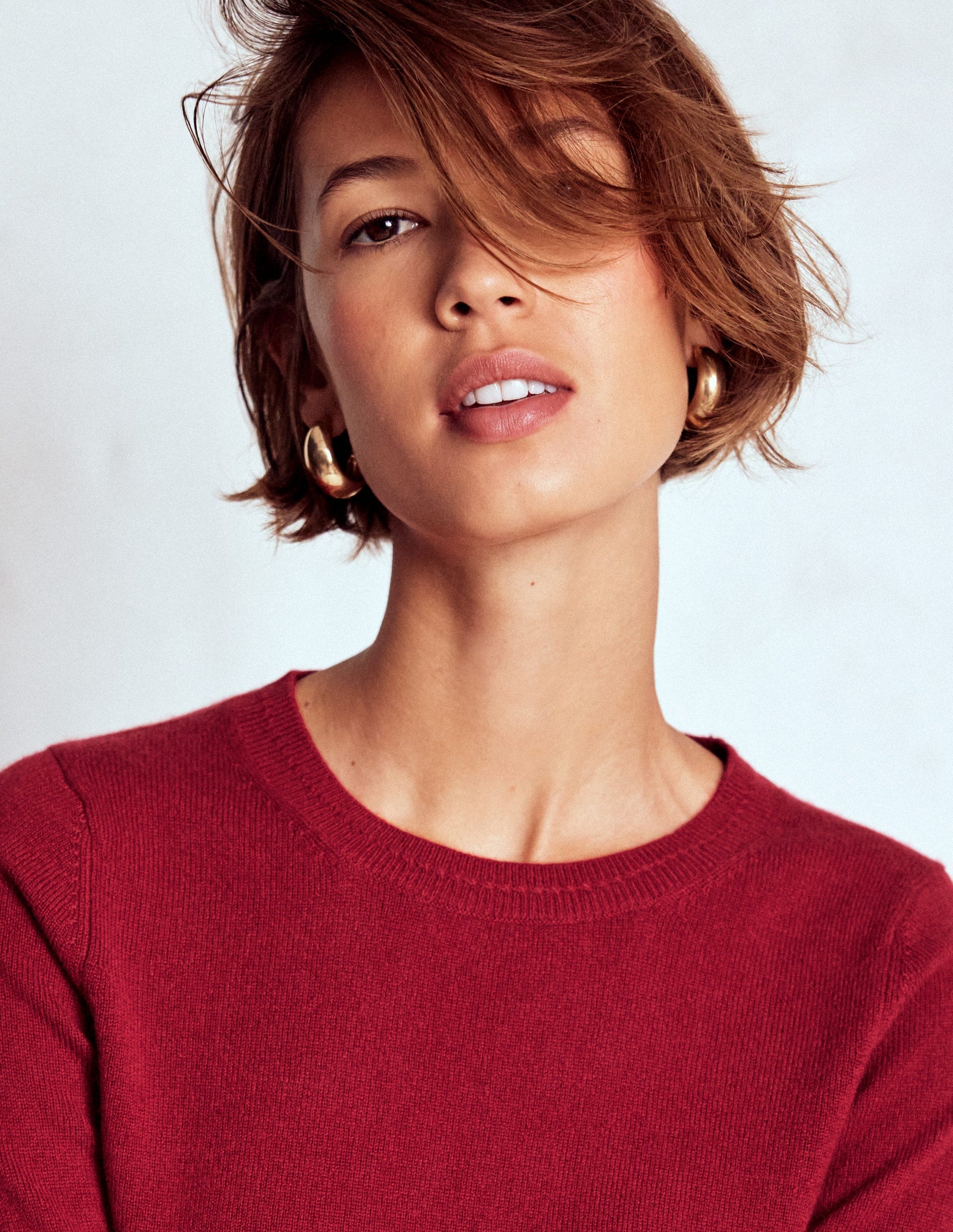 Eva Cashmere Crew Neck Sweater-Red Liquorice-1