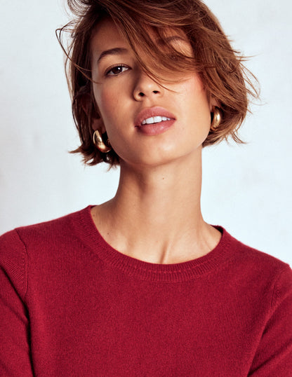 Eva Cashmere Crew Neck Sweater-Red Liquorice-1
