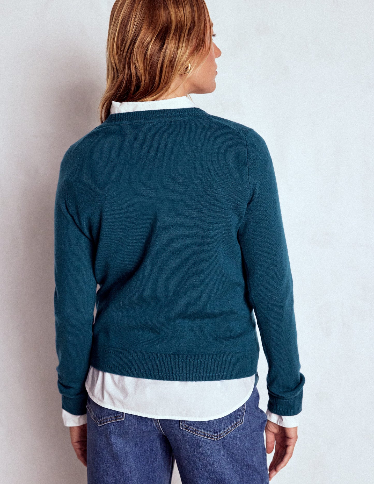 Eva Cashmere V-Neck Sweater-Harbour Bue