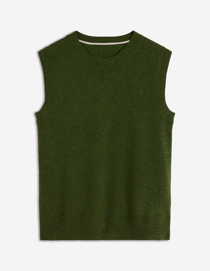 Eva Cashmere Vest-Leaf Green Melange-6