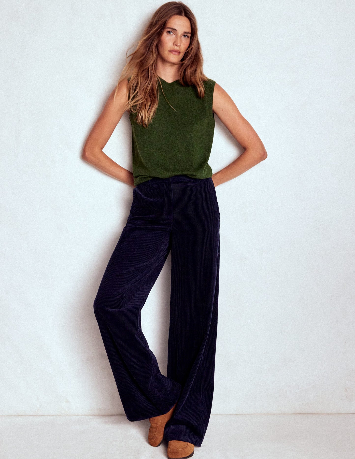 Eva Cashmere Vest-Leaf Green Melange