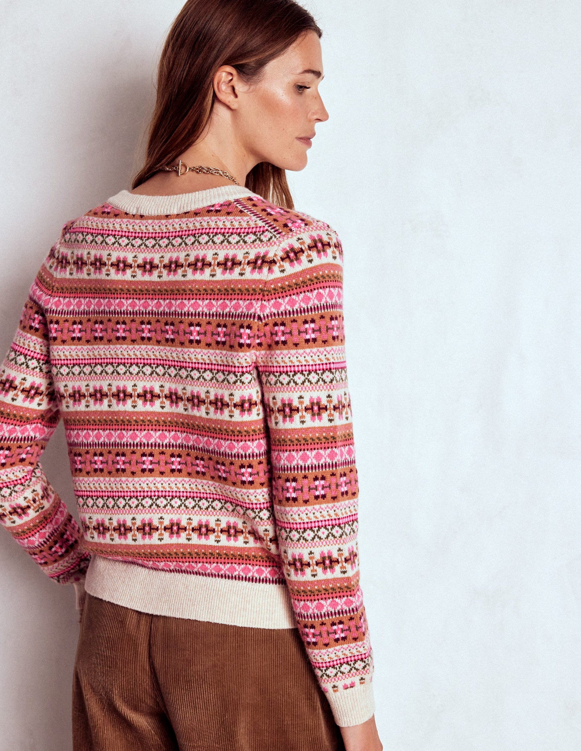Edie Fair Isle Cardigan-Pink Heritage Fair Isle-3