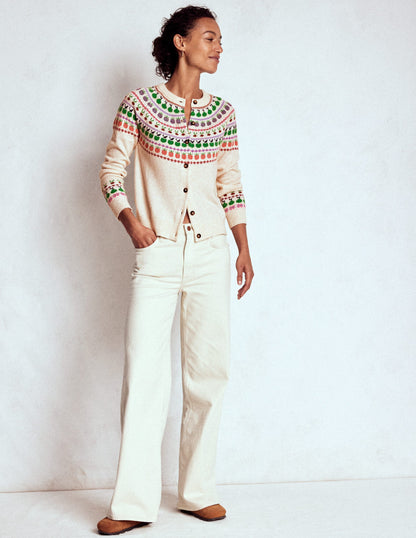 Edie Fair Isle Cardigan-Ecru Marl, Fruit-4