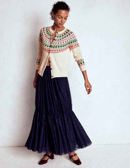 Edie Fair Isle Cardigan-Ecru Marl, Fruit-5