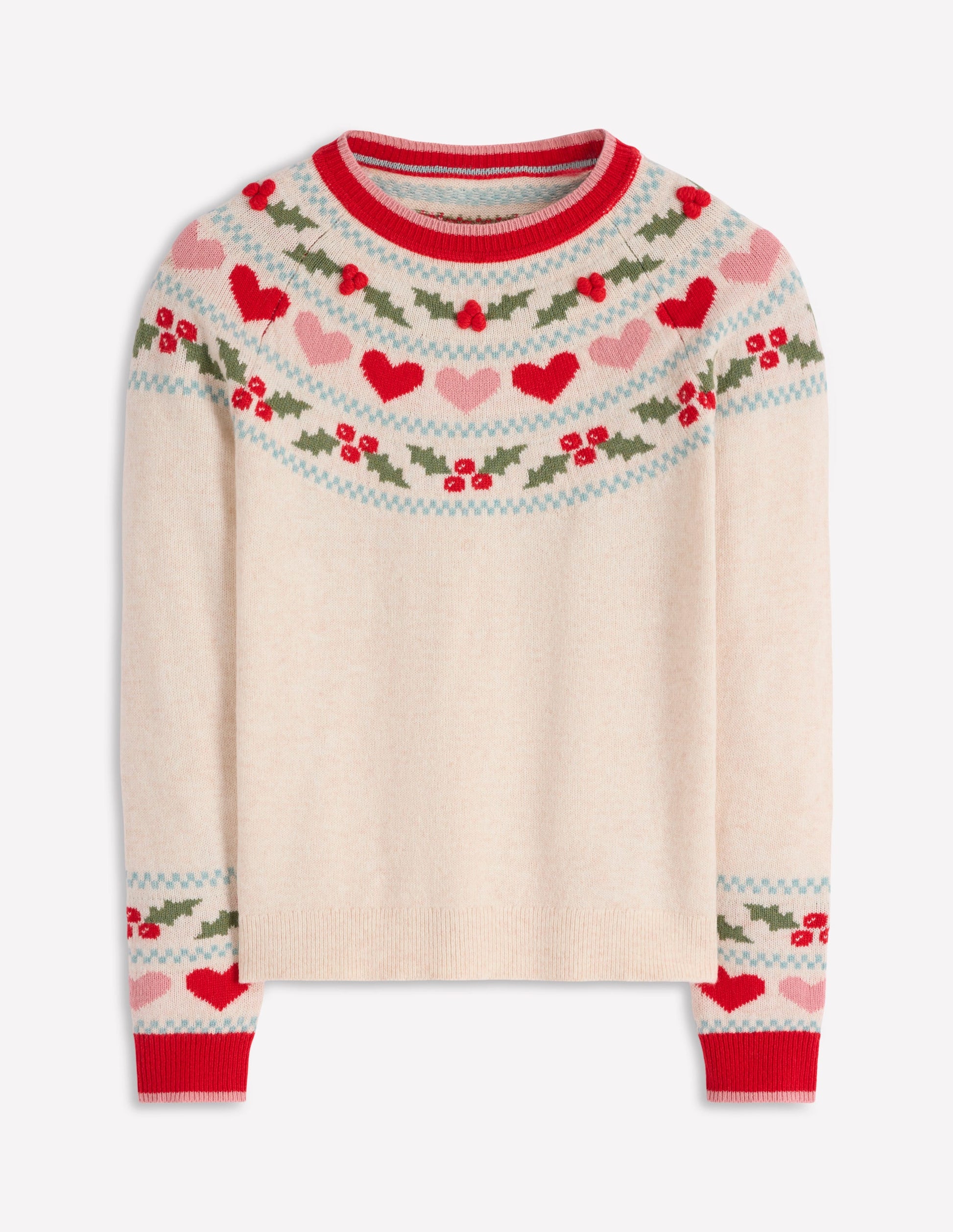 Edie Fair Isle Sweater-Oatmeal Melange, Holly-6