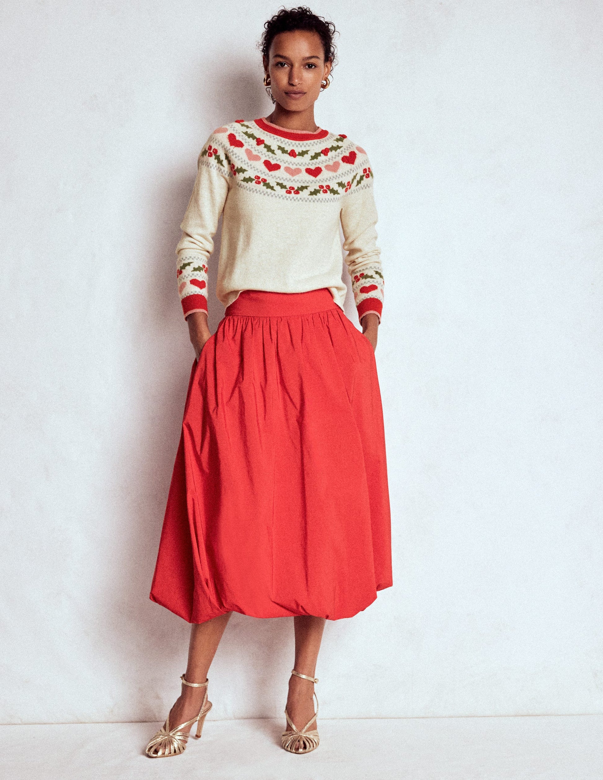 Edie Fair Isle Sweater-Oatmeal Melange, Holly-4