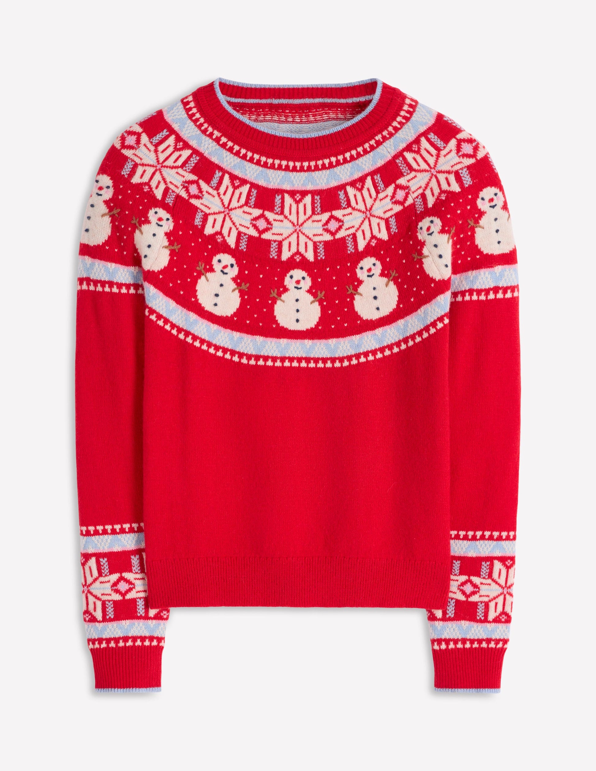 Edie Fair Isle Sweater-Red, Snowman-7