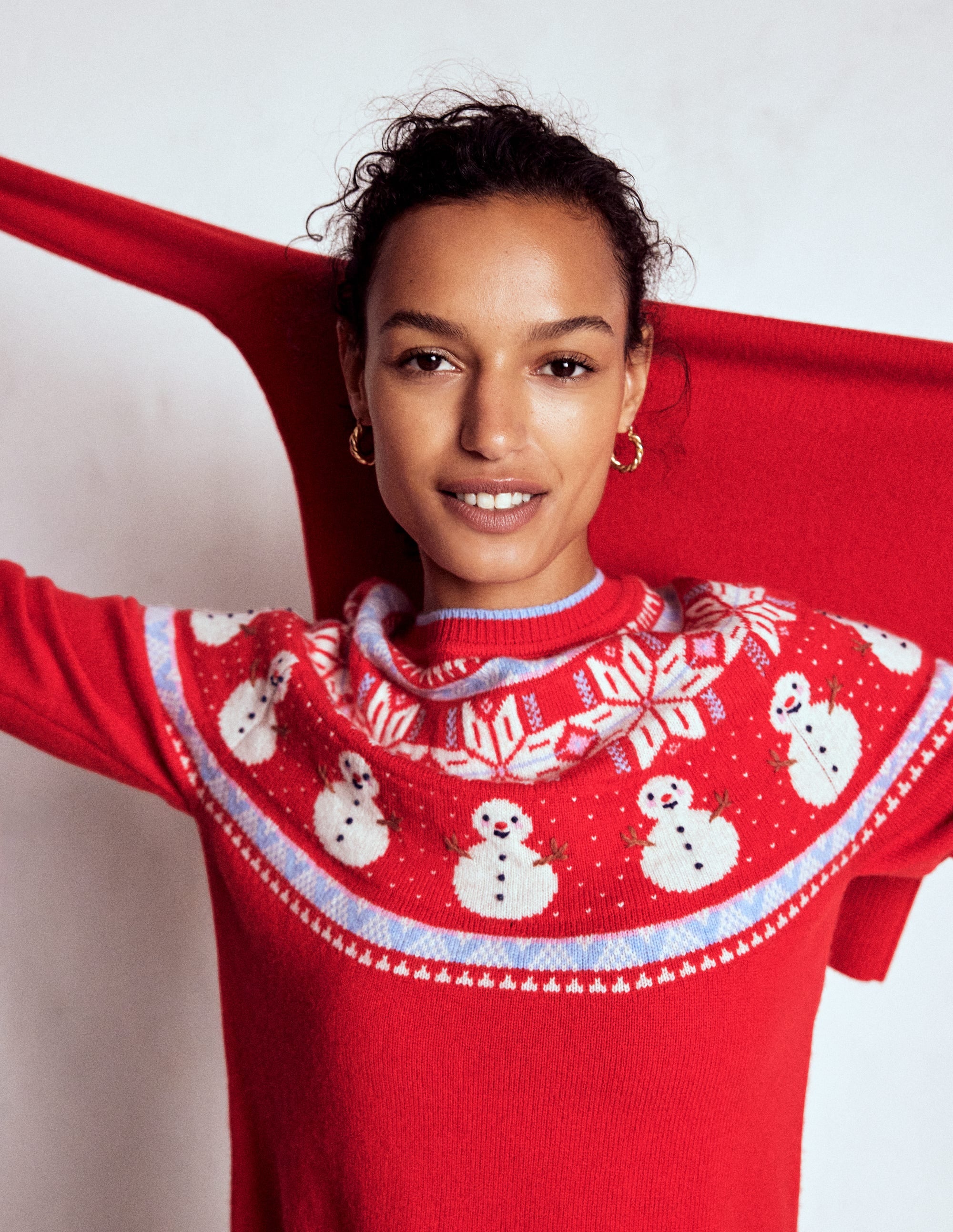 Edie Fair Isle Sweater-Red, Snowman | Boden USA
