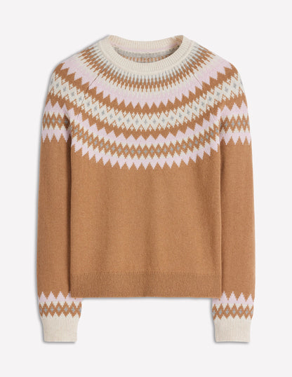 Edie Fair Isle Sweater-Camel Melange Fair Isle-7