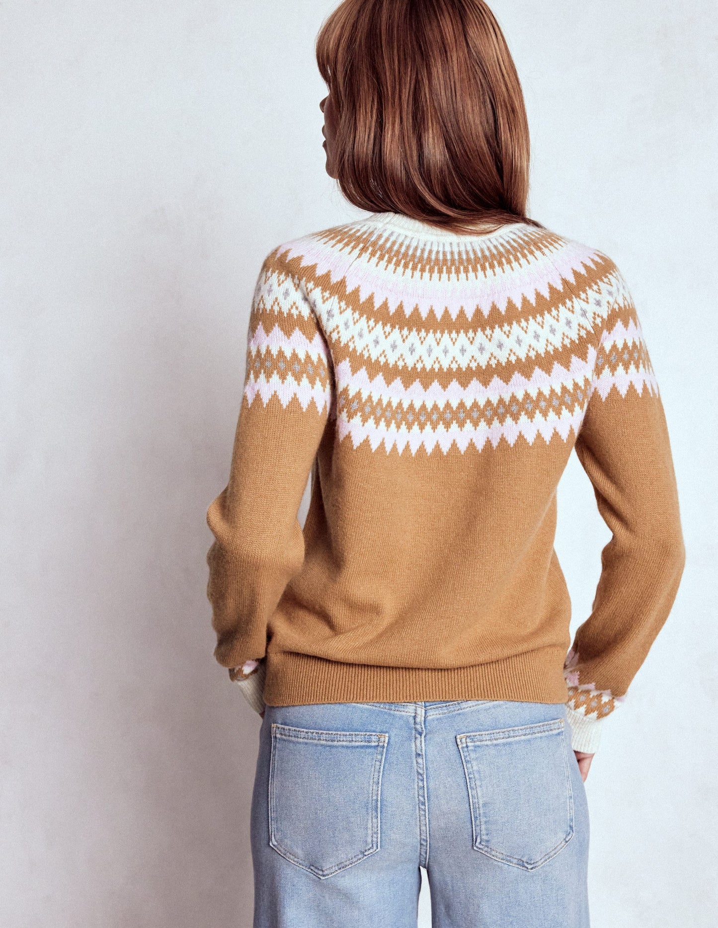 Edie Fair Isle Sweater-Camel Melange Fair Isle