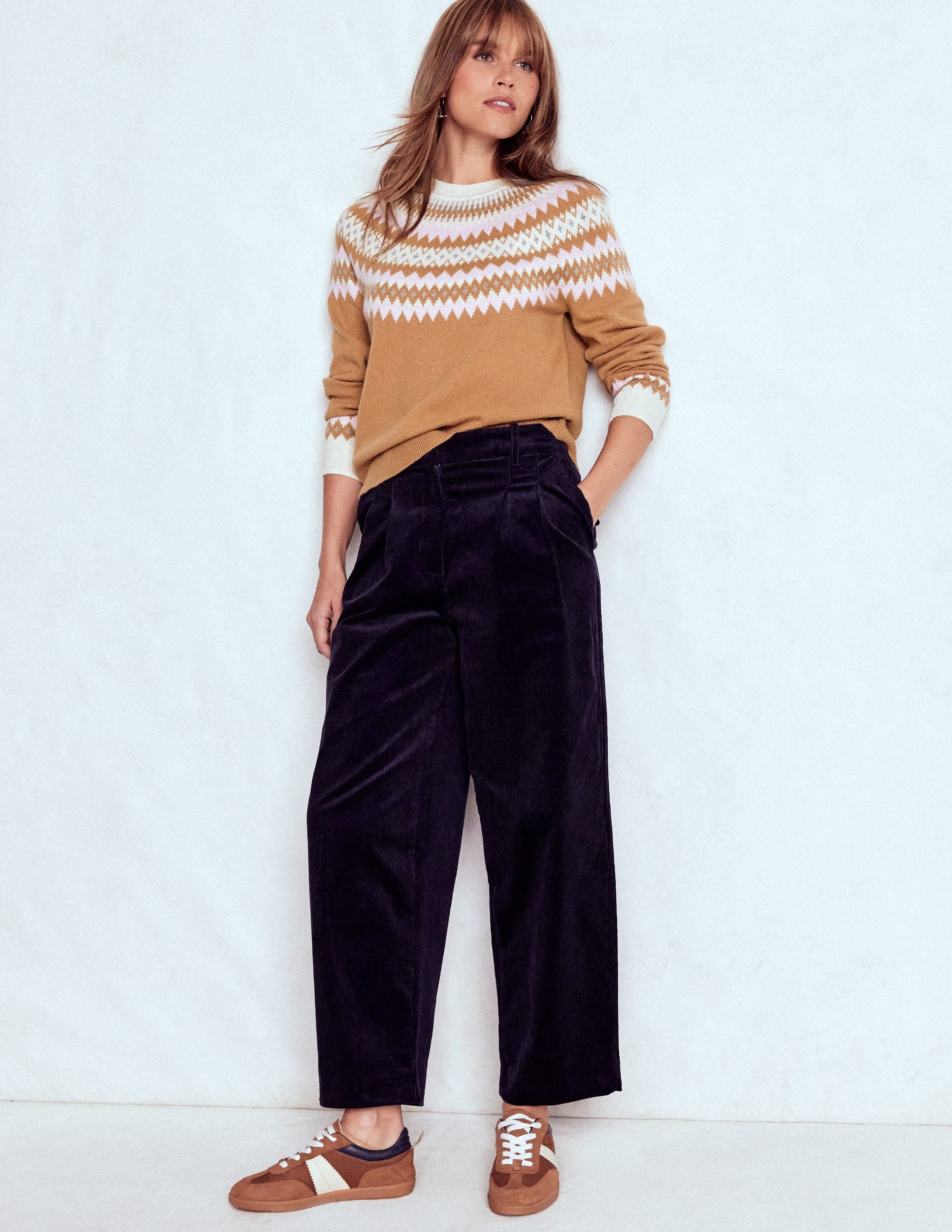 Edie Fair Isle Sweater-Camel Melange Fair Isle - Image 5