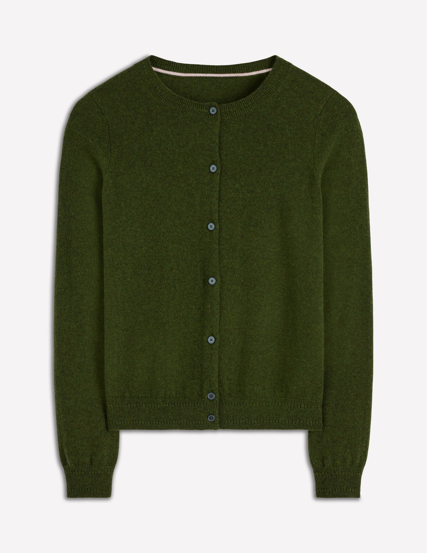 Eva Cashmere Crew Cardigan-Leaf Green Melange