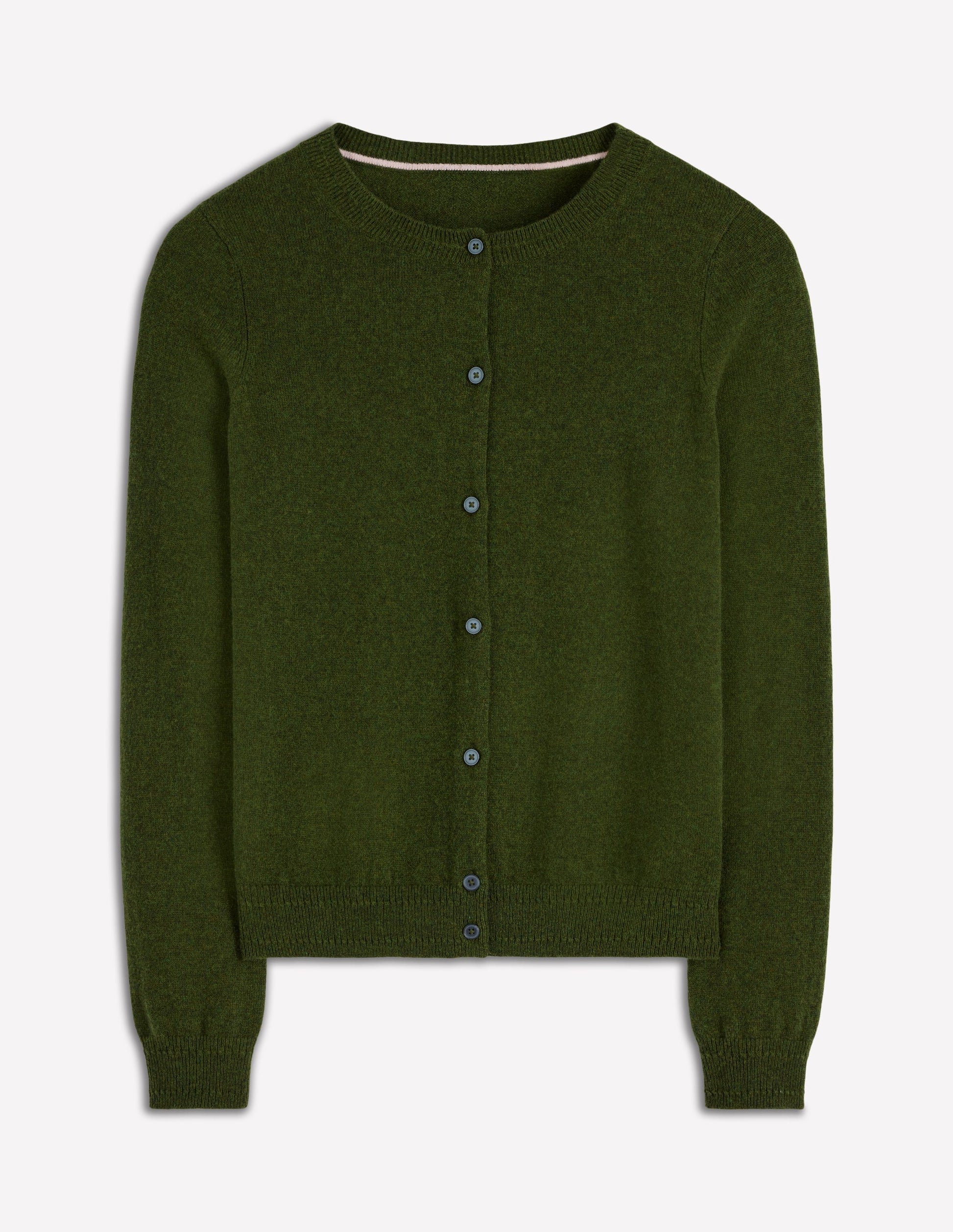 Eva Cashmere Crew Cardigan-Leaf Green Melange-5
