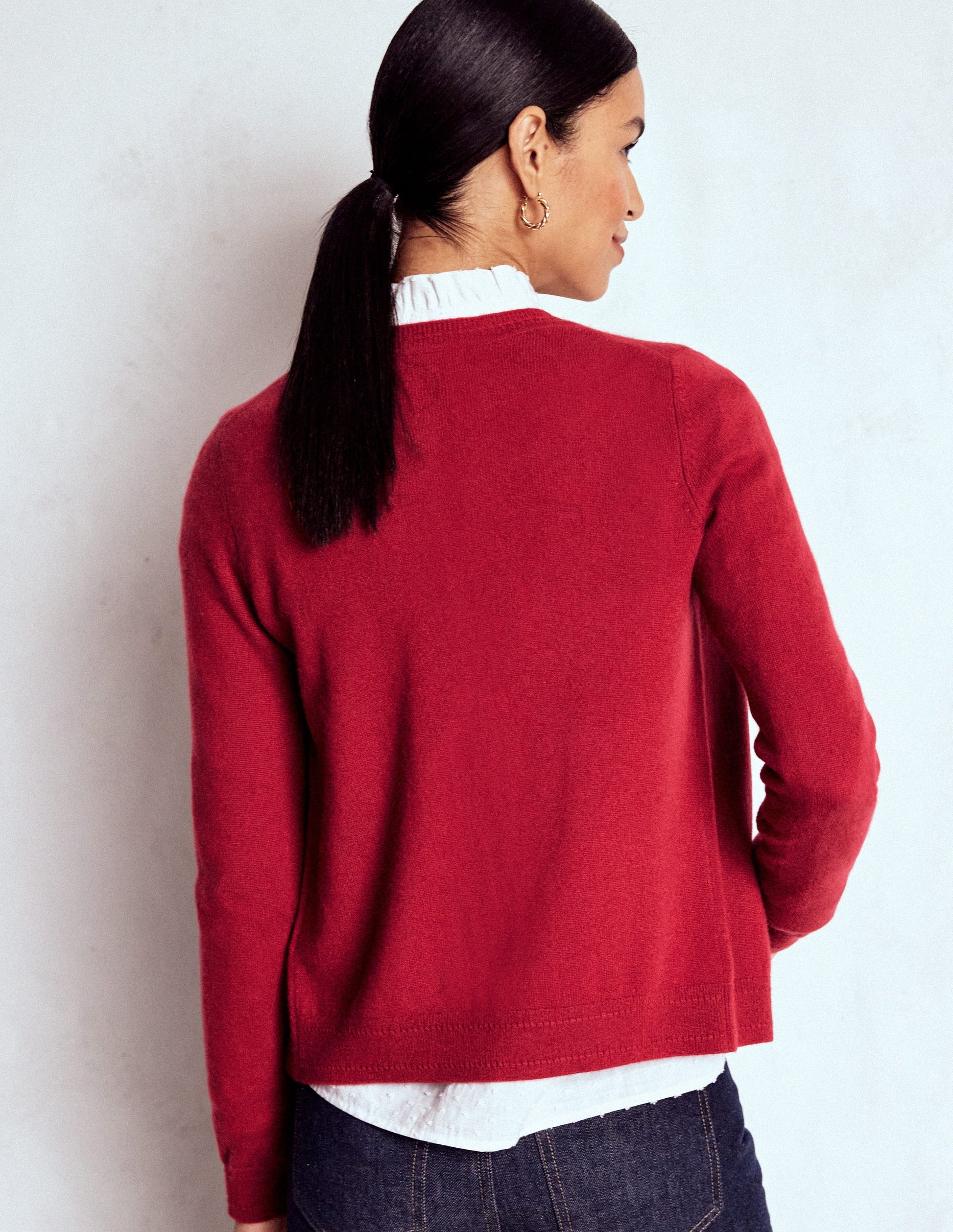 Eva Cashmere Crew Cardigan-Red Liquorice-3