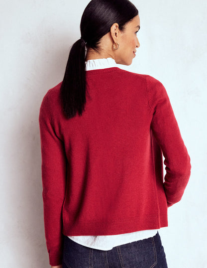 Eva Cashmere Crew Cardigan-Red Liquorice-3